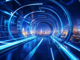 抽象艺术未来科技未来城市智能隧道